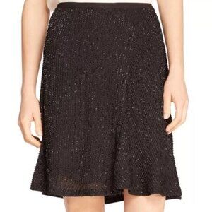 NWT, $425, HALSTON HERITAGE Black Beaded Skirt - 6